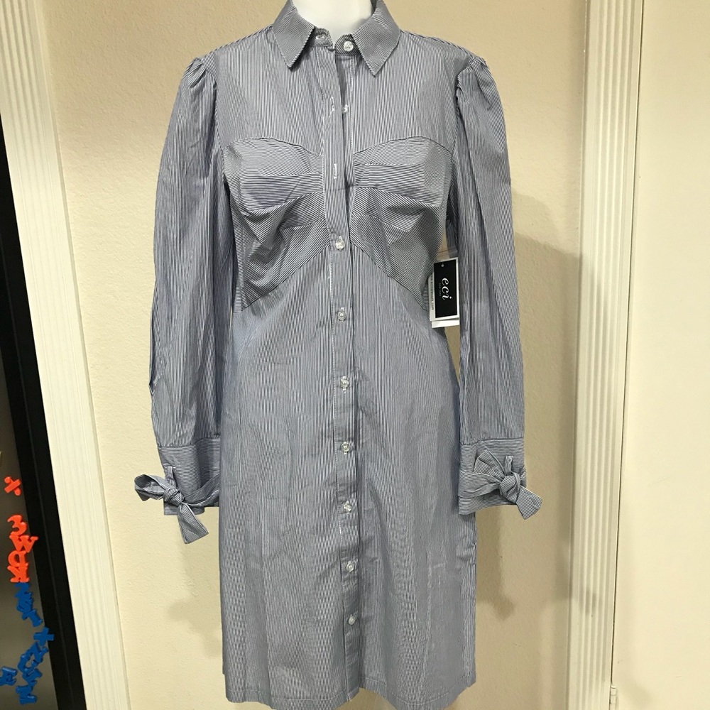 ECI Women Stripe Shirtdress size  2 New